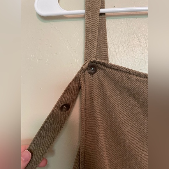 Zara Tan/Green Cotton Overall Style Jumpsuit Small - Picture 3 of 5